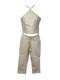 Ensemble Haut à Col Halter En Cuir Crème Et Pantalon Taille Haute De La Collection Hugo Buscati Pour Femmes