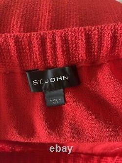 Ensemble jupe St. John 2 pièces taille 6 Blazer en tricot rouge et jupe. Luxe discret