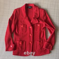Ensemble jupe St. John 2 pièces taille 6 Blazer en tricot rouge et jupe. Luxe discret