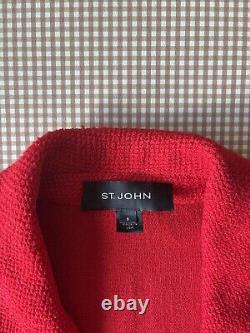 Ensemble jupe St. John 2 pièces taille 6 Blazer en tricot rouge et jupe. Luxe discret