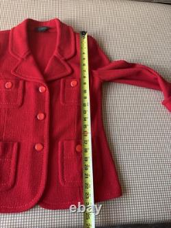 Ensemble jupe St. John 2 pièces taille 6 Blazer en tricot rouge et jupe. Luxe discret