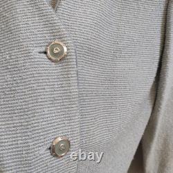 Ensemble jupe blazer en tricot Santana Collection St John taille 6 gris blanc