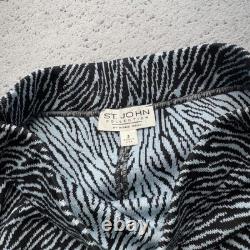 Ensemble jupe en tricot noir à motifs zèbre de la collection Vintage St John pour femmes, taille 2, USA
