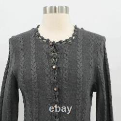 Ensemble jupe et cardigan en laine pour femme St. John, taille S, gris, tricot en câble.