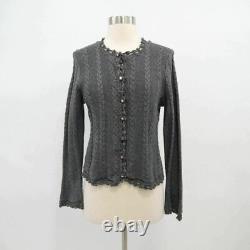 Ensemble jupe et cardigan en laine pour femme St. John, taille S, gris, tricot en câble.
