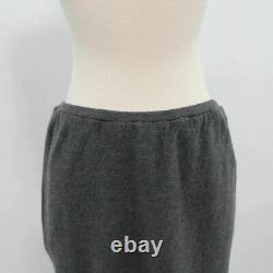 Ensemble jupe et cardigan en laine pour femme St. John, taille S, gris, tricot en câble.