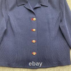 Ensemble jupe et veste tricot Santana Collection St. John bleu femmes 14 blazer cardigan