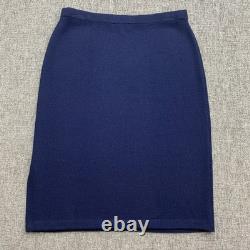 Ensemble jupe et veste tricot Santana Collection St. John bleu femmes 14 blazer cardigan