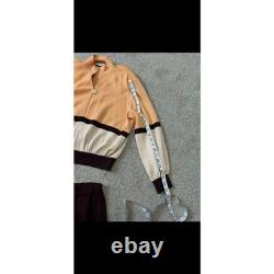 Ensemble jupe et veste zippée en maille St John Collection Marie Gray, pêche et bordeaux, taille M 4