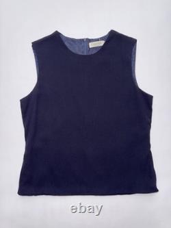 Ensemble jupe sans manches en laine bleu marine de la collection vintage Calvin Klein printemps 1995