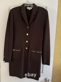 Ensemble jupe tricotée St. John avec blazer, taille 12 pour femmes, marron extensible Ensemble jupe tricotée St. John avec blazer, taille 12 pour femmes, marron extensible
