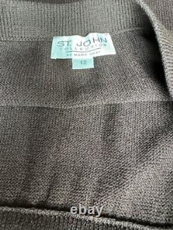 Ensemble jupe tricotée St. John avec blazer, taille 12 pour femmes, marron extensible Ensemble jupe tricotée St. John avec blazer, taille 12 pour femmes, marron extensible