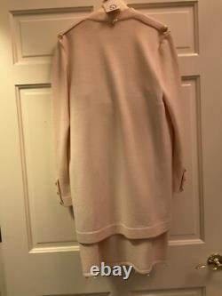 Ensemble jupe veste en tricot pour femmes St. John, blanc crème, taille petite et 8