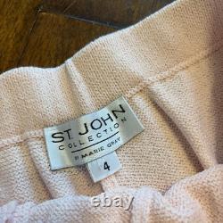 Ensemble pull et pantalon en maille St John Collection pour femme, taille 4, rose, manches courtes, col en V