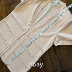 Ensemble pull et pantalon en maille St John Collection pour femme, taille 4, rose, manches courtes, col en V