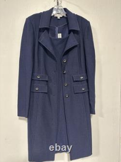 Ensemble robe shift et manteau de la collection St John, taille 10, marine