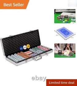 Ensemble ultime de poker Texas Hold'em 500 jetons, boutons de croupier et boîte-cadeau en aluminium