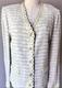 Ensemble Veste De Costume En Maille St John Collection, Taille 10 L, Blanc, Citron Vert, Marine