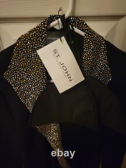 Ensemble veste de soirée et jupe St John S 2 4 Collection Jewels Santana Tricot Noir 2 pièces