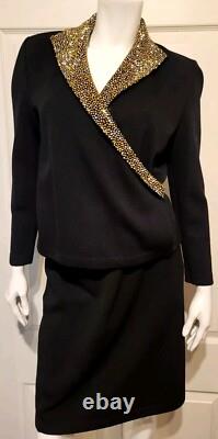 Ensemble veste de soirée et jupe St John S 2 4 Collection Jewels Santana Tricot Noir 2 pièces