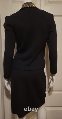 Ensemble veste de soirée et jupe St John S 2 4 Collection Jewels Santana Tricot Noir 2 pièces