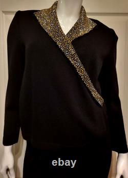 Ensemble veste de soirée et jupe St John S 2 4 Collection Jewels Santana Tricot Noir 2 pièces
