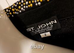 Ensemble veste de soirée et jupe St John S 2 4 Collection Jewels Santana Tricot Noir 2 pièces