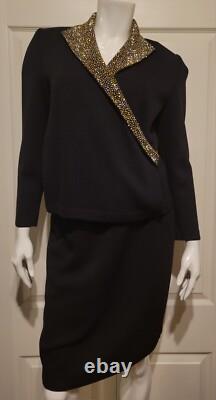 Ensemble veste de soirée et jupe St John S 2 4 Collection Jewels Santana Tricot Noir 2 pièces