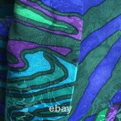 Ensemble veste et jupe Anne Crimmins UMI Collections pour femmes 6 soie bleu vert rétro années 80