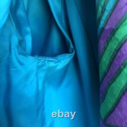 Ensemble veste et jupe Anne Crimmins UMI Collections pour femmes 6 soie bleu vert rétro années 80