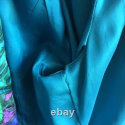 Ensemble veste et jupe Anne Crimmins UMI Collections pour femmes 6 soie bleu vert rétro années 80