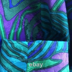 Ensemble veste et jupe Anne Crimmins UMI Collections pour femmes 6 soie bleu vert rétro années 80