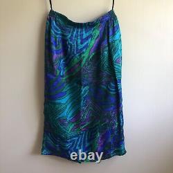 Ensemble veste et jupe Anne Crimmins UMI Collections pour femmes 6 soie bleu vert rétro années 80