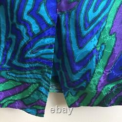 Ensemble veste et jupe Anne Crimmins UMI Collections pour femmes 6 soie bleu vert rétro années 80