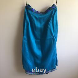 Ensemble veste et jupe Anne Crimmins UMI Collections pour femmes 6 soie bleu vert rétro années 80