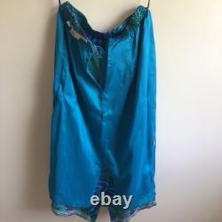 Ensemble veste et jupe Anne Crimmins UMI Collections pour femmes 6 soie bleu vert rétro années 80