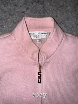 Ensemble veste et pantalon en maille St John pour femme, taille 4, rose, à fermeture éclair, col montant, collection costume USA