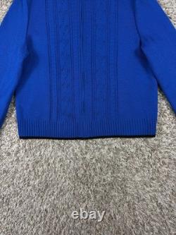 Ensemble veste zippée bleue en maille et pantalon noir en maille St. John Collection Santana, taille 6 USA