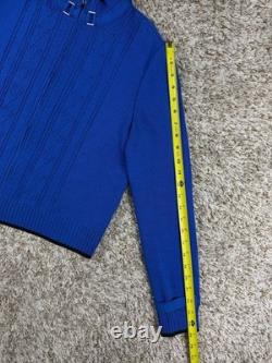 Ensemble veste zippée bleue en maille et pantalon noir en maille St. John Collection Santana, taille 6 USA