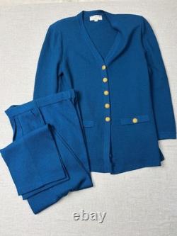 Ensemble vintage St John Collection Marie Gray 2 pièces veste et pantalon femme taille 14 bleu sarcelle USA défaut Ensemble vintage St John Collection Marie Gray 2 pièces veste et pantalon femme taille 14 bleu sarcelle USA défaut