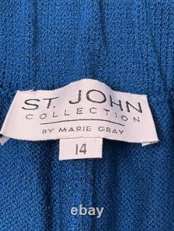 Ensemble vintage St John Collection Marie Gray 2 pièces veste et pantalon femme taille 14 bleu sarcelle USA défaut