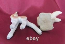 Ensemble vintage de deux figurines en porcelaine, Lapin et Cerf ennemi.
