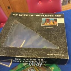Ensemble vintage de luxe de roulette et de blackjack 16 avec couverture de table en baize bleue