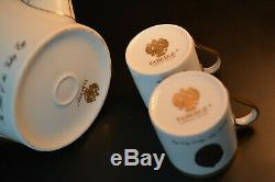 Fabergé Set Coffee Pot & Deux Coupes Coffe Porcelaine 24k W / Boîte