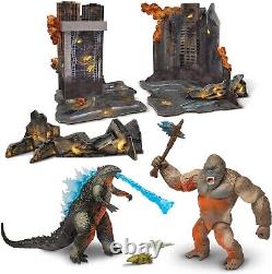 Figurines Godzilla vs Kong de 6 pouces, ensemble de diorama collectionnable avec deux figurines articulées.