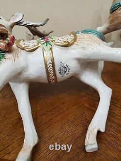 Fitz & Floyd Florentine Christmas Deer Reindeer Figurine Ensemble De Deux