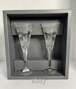 Flûtes à champagne de la paix VTG Waterford Crystal Millennium, paire avec boîte