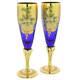 Glassofvenice Ensemble De Deux En Verre De Murano Champagne Flutes 24k Feuille D'or Bleu