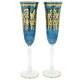 Glassofvenice Set De Deux Flûtes De Champagne En Verre De Murano Alba 24k Gold Leaf Blue