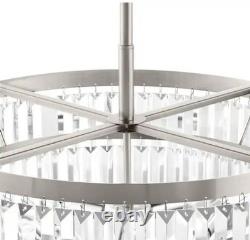 HOME DECORATORS Lustre moderne à 3 lumières Winthrop en nickel brossé avec abat-jour en cristal